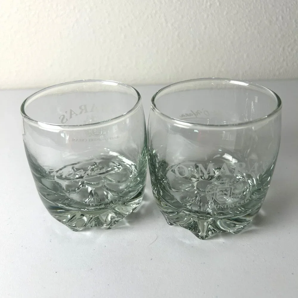 O'Mara's Irish Country‎ Cream Rippled Bottom Rocks Whiskey Glass Set of 2  Bar
